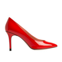 A red high heeled shoe with a pointed toe png