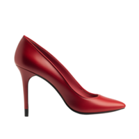 A red high heel shoe with a pointed toe png