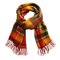 A plaid scarf with fringes on it png