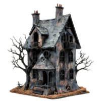 A haunted house with a tree and a tree png