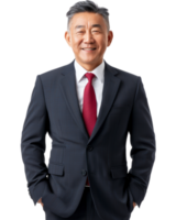 Smiling man in a suit with a red tie Isolated on transparent background png