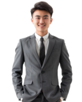 Young business man in a suit smiling Isolated on transparent background png