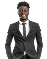 Smiling man in a dark suit and tie isolated on transparent background png