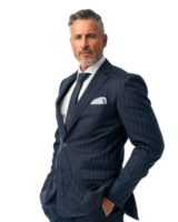Confident Businessman in Pinstripe Suit isolated on transparent background png