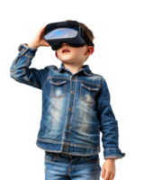 Young Boy Wearing Virtual Reality Headset isolated on transparent background png