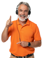 customer service representative old man in Orange uniform Isolated on Transparent Background png