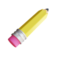 3D Pencil with Sharp Tip and Vibrant Design png