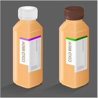 Realistic square plastic bottle white and brown cap vector