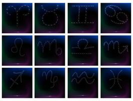 Circle with Zodiac Signs on Colorful Starry Space Background vector