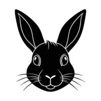 rabbit had black silhouette illustration white background vector