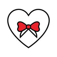Heart with Bow Outline Design vector