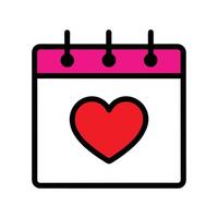 Love Calendar with Red Heart Outline vector