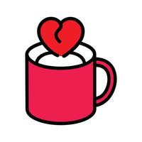 Hot Chocolate with Heart-Shaped Marshmallow Outline vector