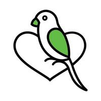 Lovebird Perched on Heart-Shaped Branch Outline vector