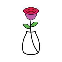 Single Rose in Vase Outline vector