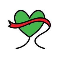 Heart Shaped Fabric Tied with Ribbon Outline vector