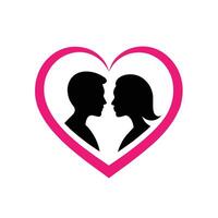 Couple in Heart Shaped Frame Outline vector