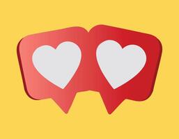 two hearts in a speech bubble on a yellow background vector