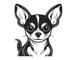 a black and white drawing of a chihuahua dog vector