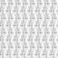 Seamless Floral Line Drawing Pattern vector