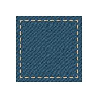 Denim square shape with stitch. isolated illustration. All over jeans pattern fabric cloth. Modern Fashion Textile patch on white background. vector
