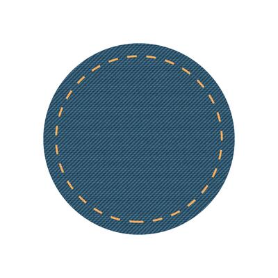 Blue denim design with circle with stitcher.