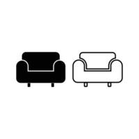 icon sofa couch design silhouette and outline style vector