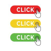 button click here design template with hand click vector