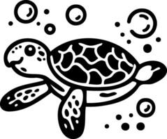 A turtle swimming in the ocean with bubbles vector