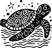 A black and white drawing of a turtle vector