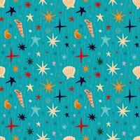 Marine seamless background with corals and bubbles on a blue background vector