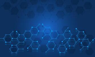 Hexagonal blue background with process flow chart vector