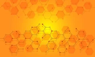 Hexagonal orange background with process flow chart vector