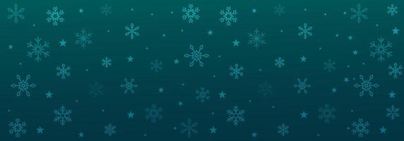snow crystals with stars in green background banner template vector