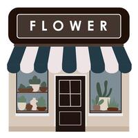 Flower shop front with a sign that says flower vector