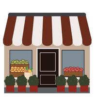 An illustration of a store front with fruit and vegetables vector