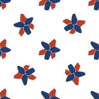 A pattern with red and blue flowers on it vector