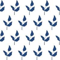 A pattern of blue leaves on a white background vector