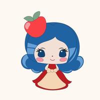 A cartoon character with blue hair and a red apple vector