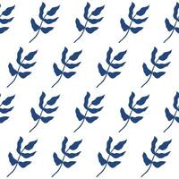 A pattern with blue leaves on a white background vector