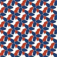 A red, white and blue pattern with leaves vector