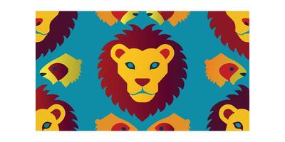 Lion pattern on blue background vector