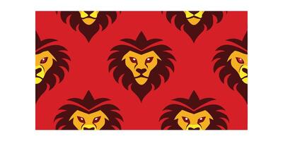 A pattern with a lion head on red vector