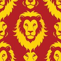 Lion heads on a red and yellow background vector