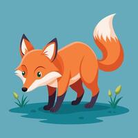 Curious Fox Sniffing in Serene Forest vector