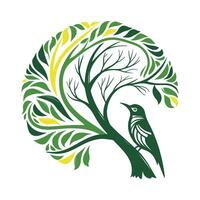 Nature Design with Tree and Bird Illustration vector