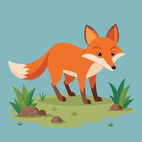 Curious Fox Sniffing in Serene Forest vector