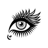 Stylish Eye and Eyelash Black and White Decorative Design vector