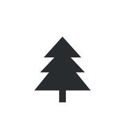 Christmas card with black Christmas tree, winter ornament, design for Holidays decoration, wrapping paper, print, fabric or textile, Merry Christmas and Happy New Year, isolated vector