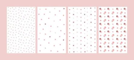 Pastel color seamless geometric patterns set, elegant ornaments, pink, design for decoration, wrapping paper, print, fabric or textile, wonderful collection vector